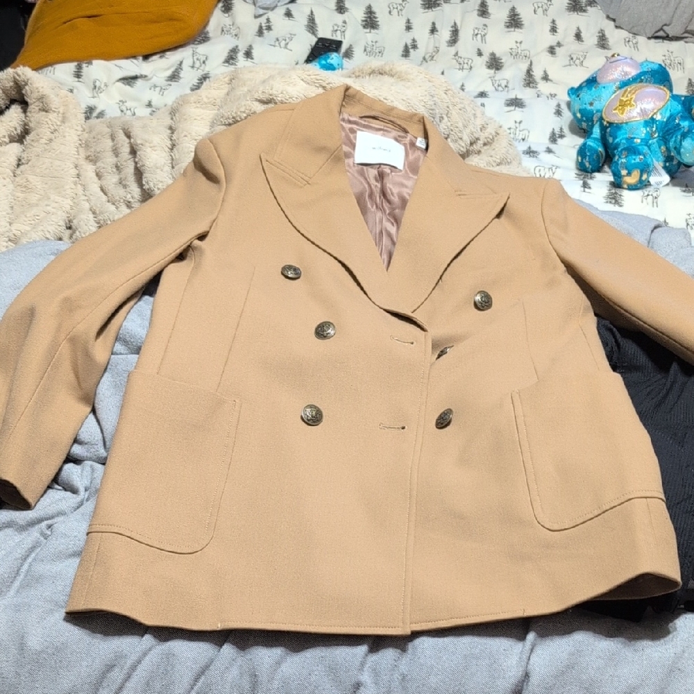 Wilfred Women's Tan Double-Breasted Blazer